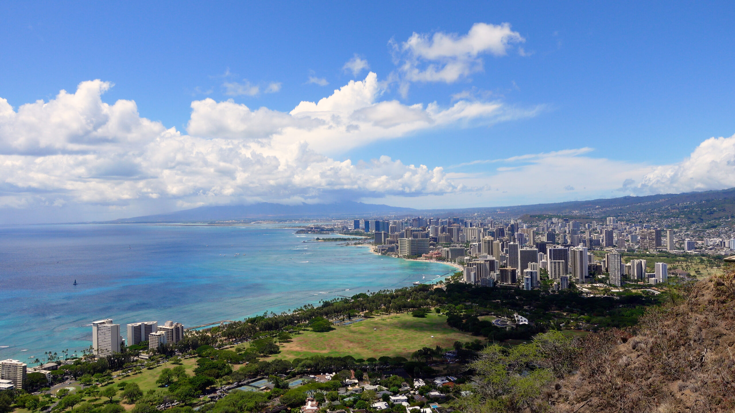 Aerial View of Waikiki Shoreline