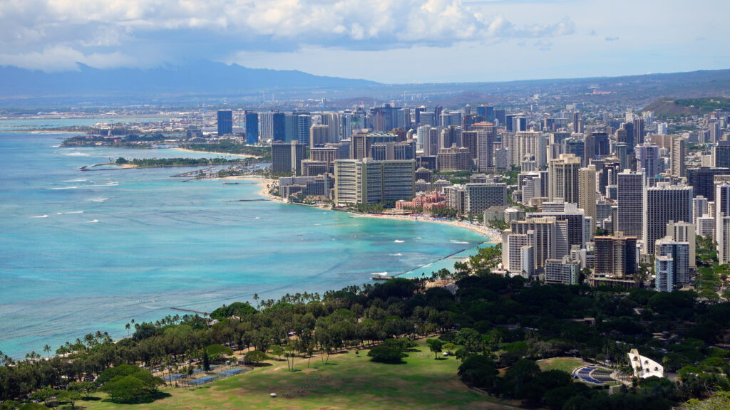 Diamond Head Crater Summit Views of Waikiki Shoreline